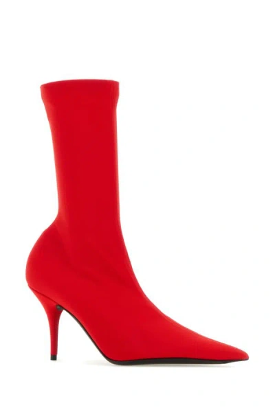 Shop Balenciaga Woman Red Fabric Knife Ankle Boots