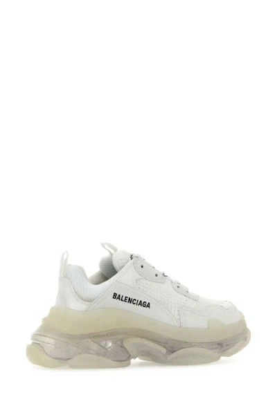 Shop Balenciaga Woman White Synthetic Leather And Fabric Triple S Sneakers