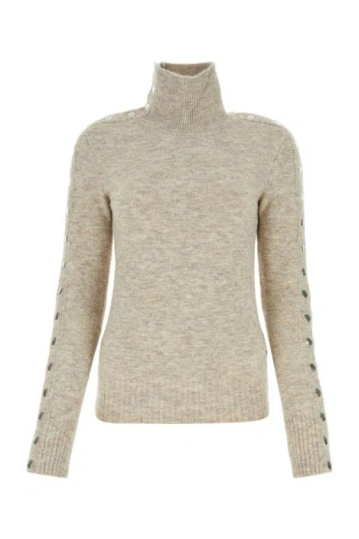 Isabel Marant Melange Sand Nylon Blend Malo Sweater In Brown