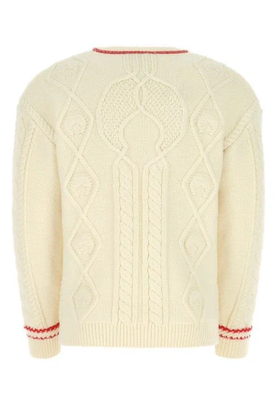 Shop Marine Serre Man Ivory Wool Oversize Sweater In White