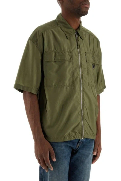 Shop Prada Man Army Green Re-nylon Shirt
