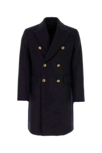 Shop Prada Man Midnight Blue Wool Blend Coat