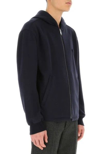 Shop Prada Man Navy Blue Cashmere Blend Sweatshirt