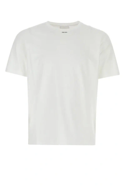 Shop Prada Man White Stretch Cotton T-shirt