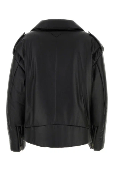 Shop Prada Woman Black Nappa Leather Padded Jacket
