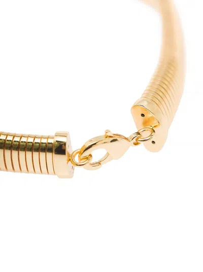 Shop Federica Tosi 'cleo' Necklace With Clasp Fastening In 18k Gold Plated Bronze Woman In Grey