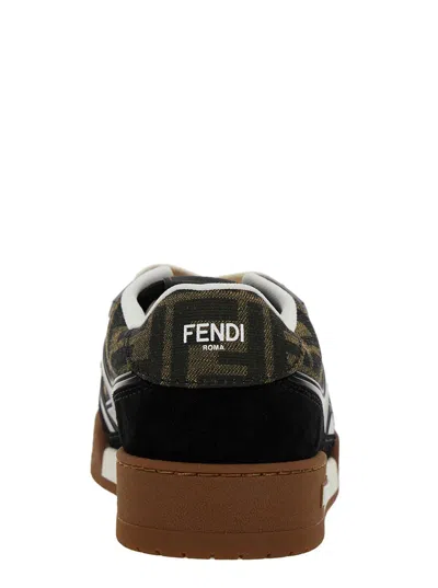 Shop Fendi ' Match' Multicolor Low Top Sneakers With Ff Appliqué In Leather Woman In Brown