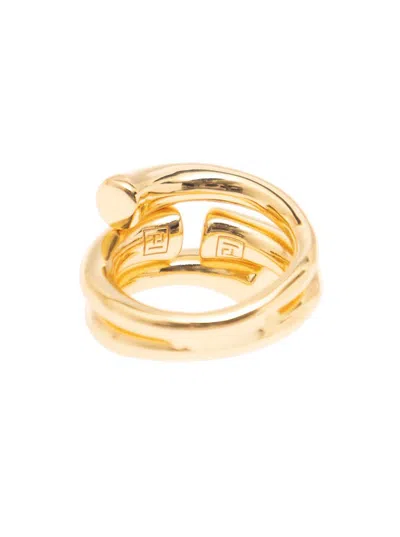Shop Federica Tosi 'new Tube' Gold-colored Ring In 18k Gold-plated Bronze Woman In Grey