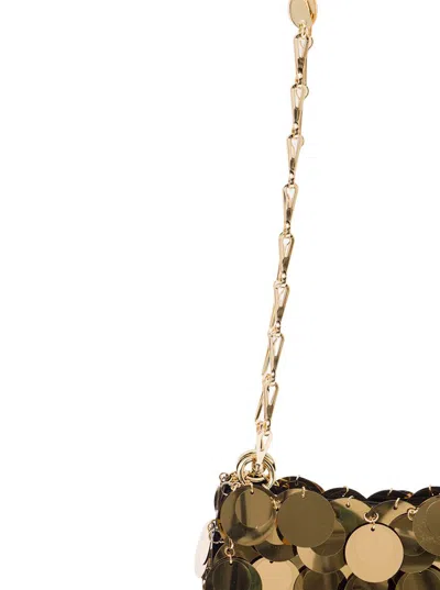Shop Rabanne 'sparkle Nano' Gold Tone Shoulder Bag With Macro Sequins In Metal Woman In Grey