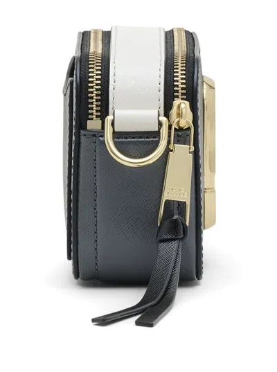 Shop Marc Jacobs 'the Snapshot' Black Shoulder Bag With Metal Logo At The Front In Leather Woman