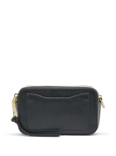 Shop Marc Jacobs 'the Snapshot' Black Shoulder Bag With Metal Logo At The Front In Leather Woman