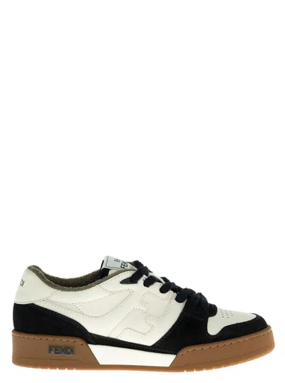 Shop Fendi Black And White  Match Sneakers In Leather Woman