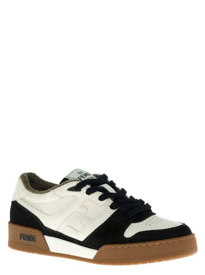 Shop Fendi Black And White  Match Sneakers In Leather Woman