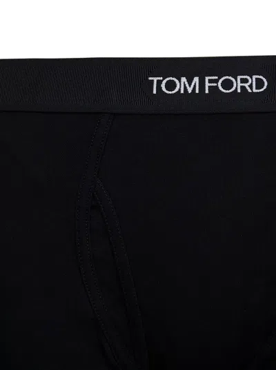 Shop Tom Ford Black Cotton Boxer With Logo