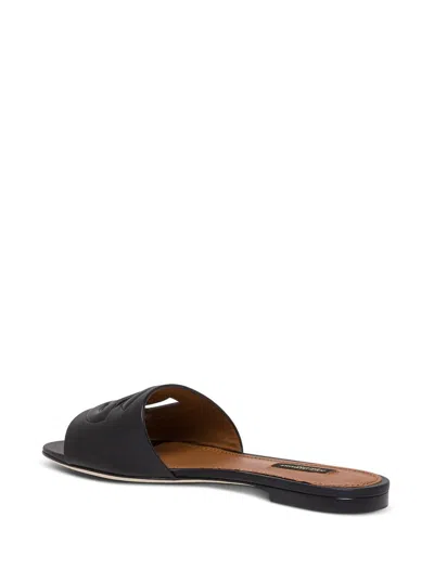 Dolce & Gabbana Dg Millennials Slide Sandals With Logo In Black