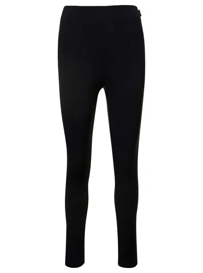 Shop Moncler Black Leggings With Zipped Pocket In Stretch Polyamide Woman