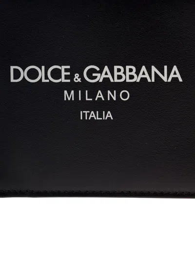 Shop Dolce & Gabbana Black Wallet With Contrsting Print In Smooth Leather Man