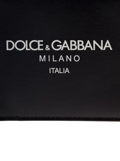 Dolce & Gabbana Dolce&gabbana Black Leather Bi Fold Wallet With Logo In Blue