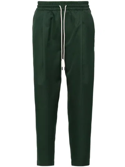 Shop Drôle De Monsieur Cropped Trousers With Drawstring In Green