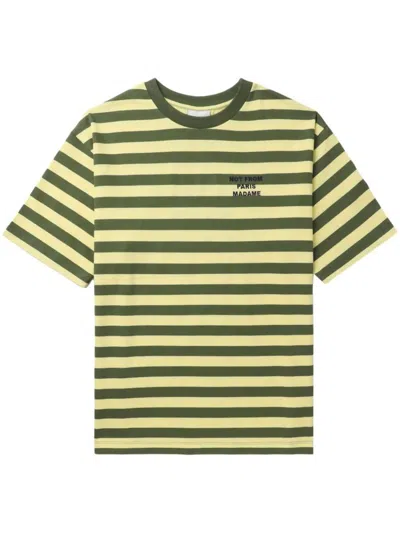 Shop Drôle De Monsieur Striped T-shirt In Yellow & Orange