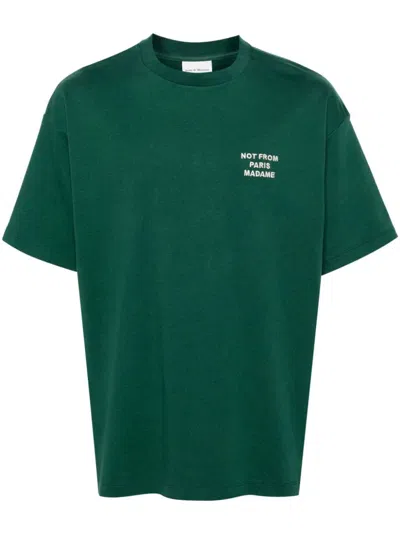 Shop Drôle De Monsieur T-shirt With Embroidery In Green