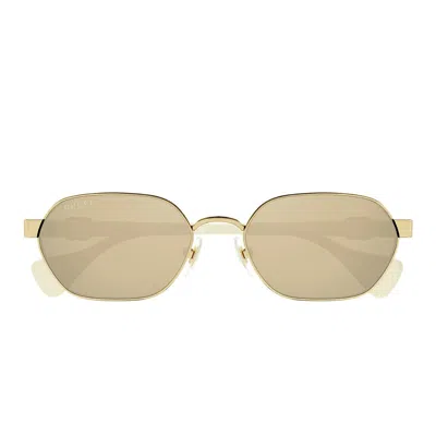 Gucci Running Mini Rectangular Sunglasses In Gold