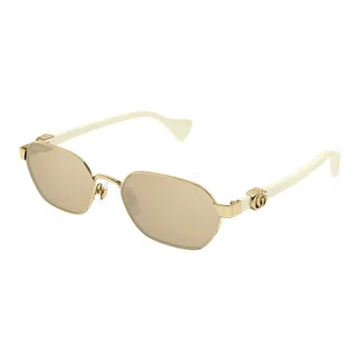 Gucci Running Mini Rectangular Sunglasses In Gold