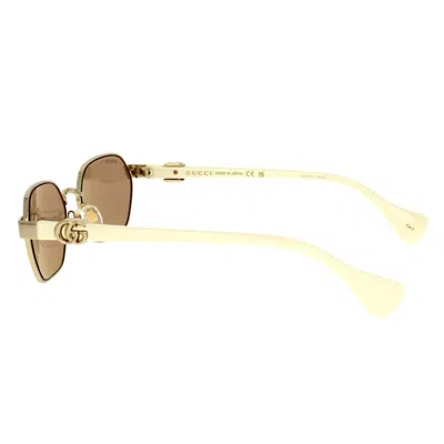 Gucci Running Mini Rectangular Sunglasses In Gold