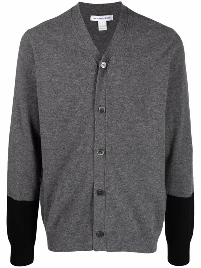 Shop Comme Des Garçons Shirt Grey V-neck Lambswool Cardigan