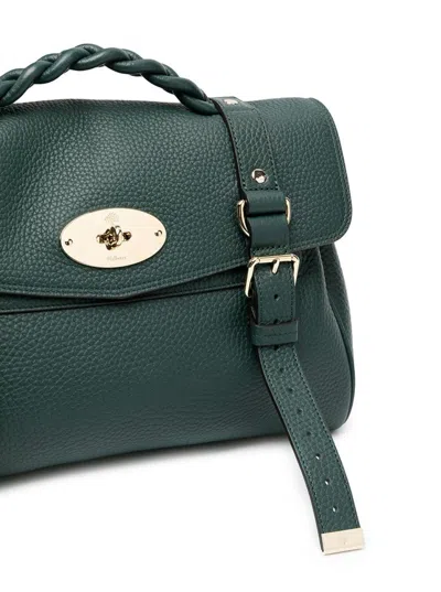 Shop Mulberry Woman's Alexa Heavy Green Leather  Handbag