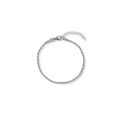 Shop A Weathered Penny Delicate Rope Bracelet Silver In Metallic