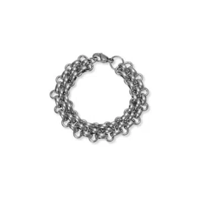 Shop A Weathered Penny Knit Bracelet Silver In Metallic