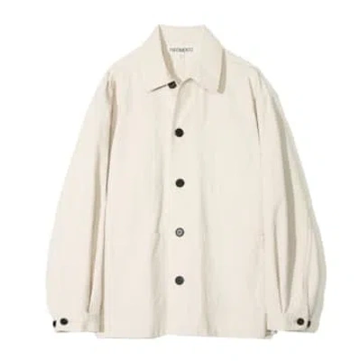 Shop Partimento Vintage Washed French Work Jacket In Ivory