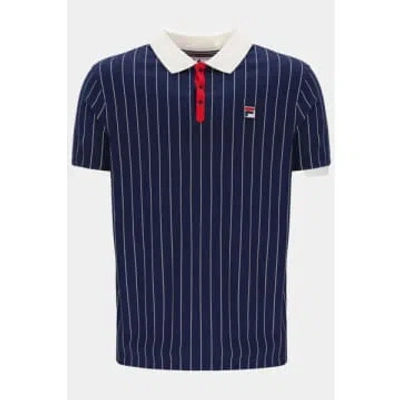 Shop Fila Bb1 Striped Polo Shirt In Blue