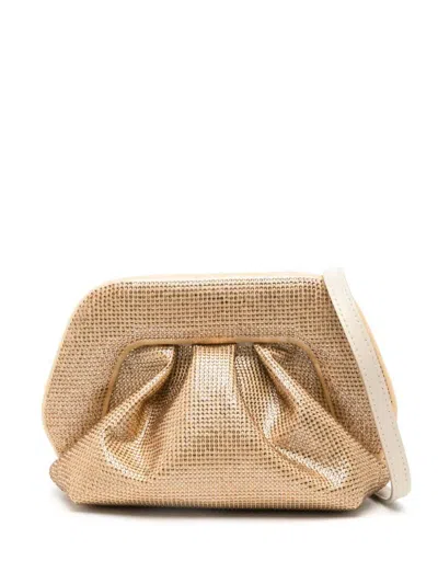 Shop Themoirè Gea Clutch Bag Decorated With Crystals In Grey