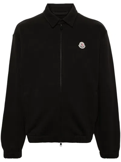 Shop Moncler Logo-appliqué Zip-up Cardigan - Men's - Cotton In Schwarz