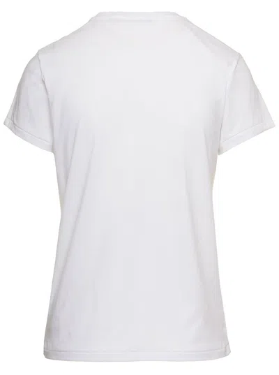 Shop Polo Ralph Lauren White Crewneck T-shirt With Contrasting Logo Embrodery In Cotton Woman