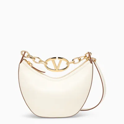 Shop Valentino Garavani Vlogo Moon Ivory Mini Hobo Bag In White