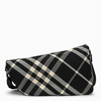 Burberry Shield Checkered Messenger Bag In Black