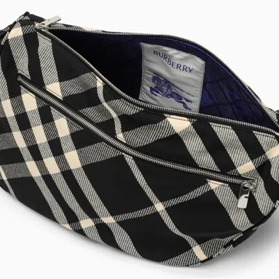 Burberry Shield Checkered Messenger Bag In Black