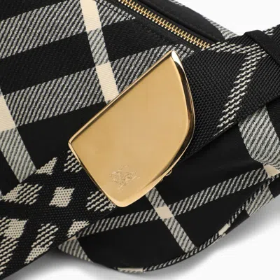 Shop Burberry | Shield Medium Messenger Bag Black/calico Cotton Blend With Check Pattern