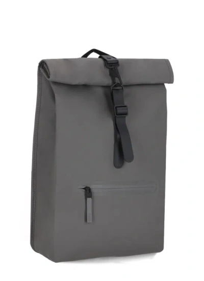 Shop Rains Rolltop Rucksack Backpack In Grey