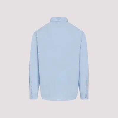Shop Gucci Sky-blue Cotton Over Boxy Shirt