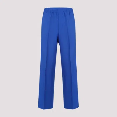 Shop Gucci Straight Electric Blue Cotton Pants