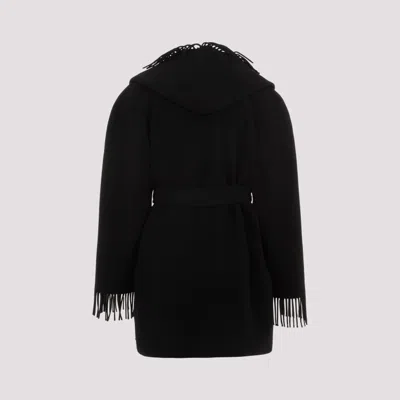 Shop Balenciaga Fringe Black Wool Jacket