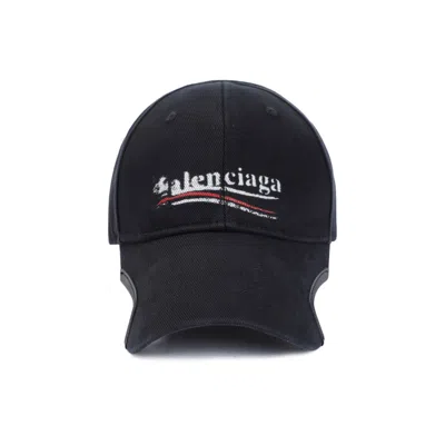 Shop Balenciaga Black Cotton Political Stencil Hat