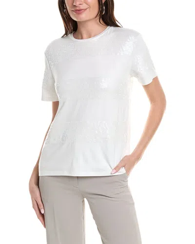 Shop Anne Klein Sequin Stripe T-shirt In White