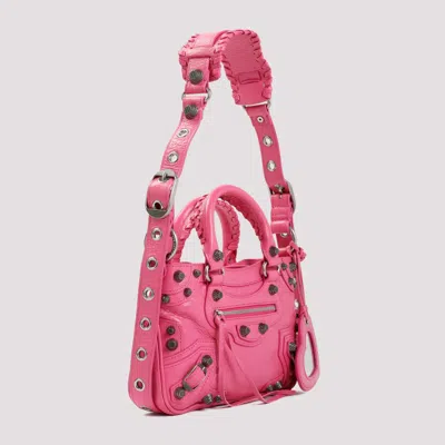 Shop Balenciaga Bright Pink Calf Leather Neo Cagole S Tote Bag