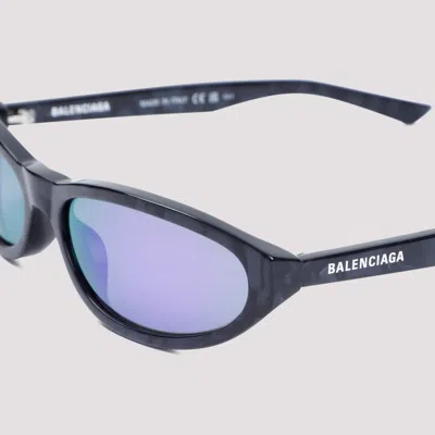 Shop Balenciaga Neo Round Violet Pearl Acetate Sunglasses In Blue