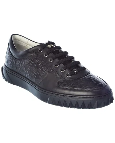 Shop Ferragamo Scuby Leather Sneaker In Black